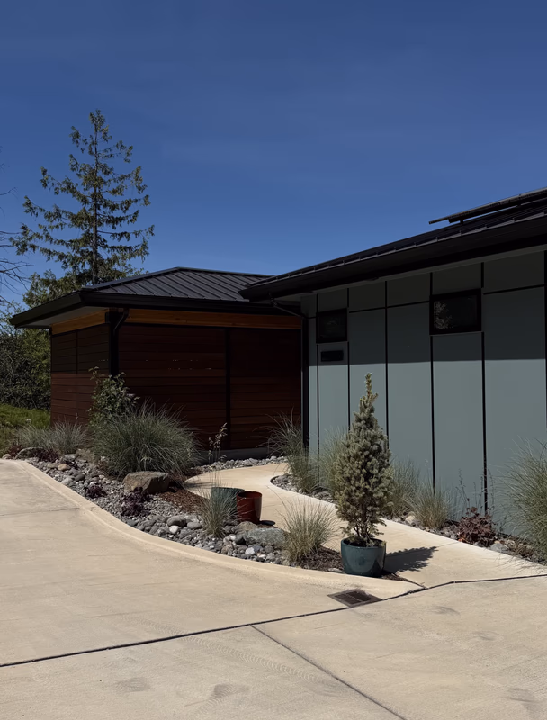 Modern home landscaping with gravel beds in Anacortes, WA