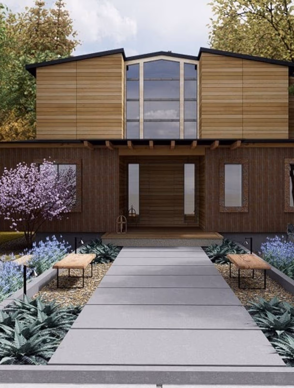 Front walkway landscape design in Anacortes, WA