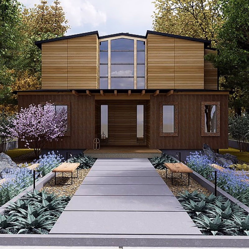 Landscape design render for a modern home in Anacortes, WA