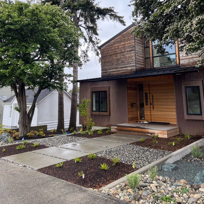 Newly installed front yard landscape in Anacortes, WA